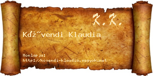 Kövendi Klaudia névjegykártya