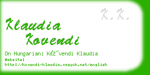 klaudia kovendi business card